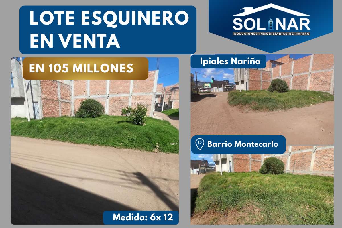 LOTE ESQUINERO EN VENTA BARRIO MONTECARLO Cod.L065
