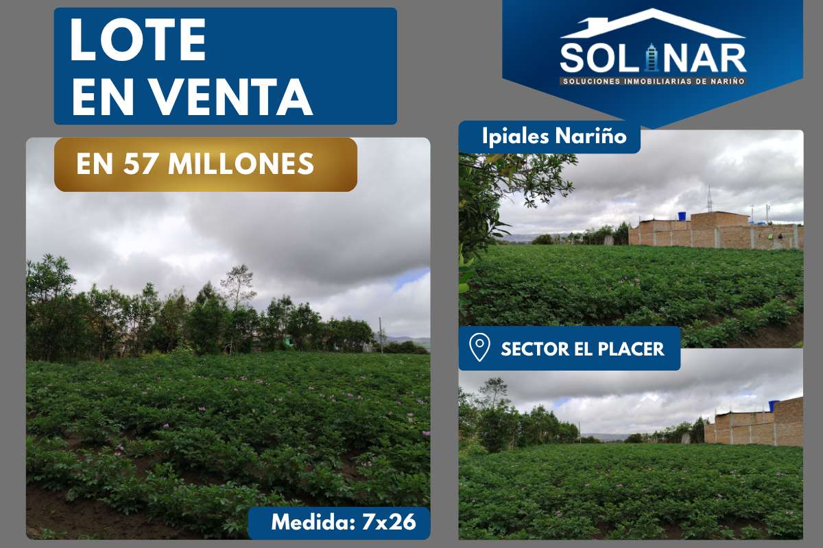 LOTE EN VENTA SECTOR EL PLACER 7x26 Cod.L016
